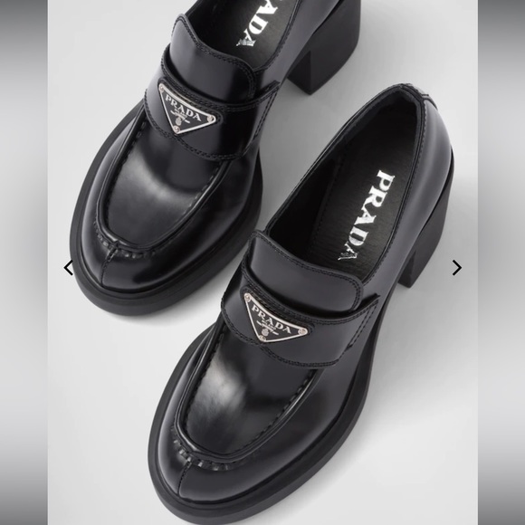 ★PRADA★Chocolate high-heeled brushed leather loafers★ Prada | Shoes | Chocolate Highheeled Brushed Leather Loafers